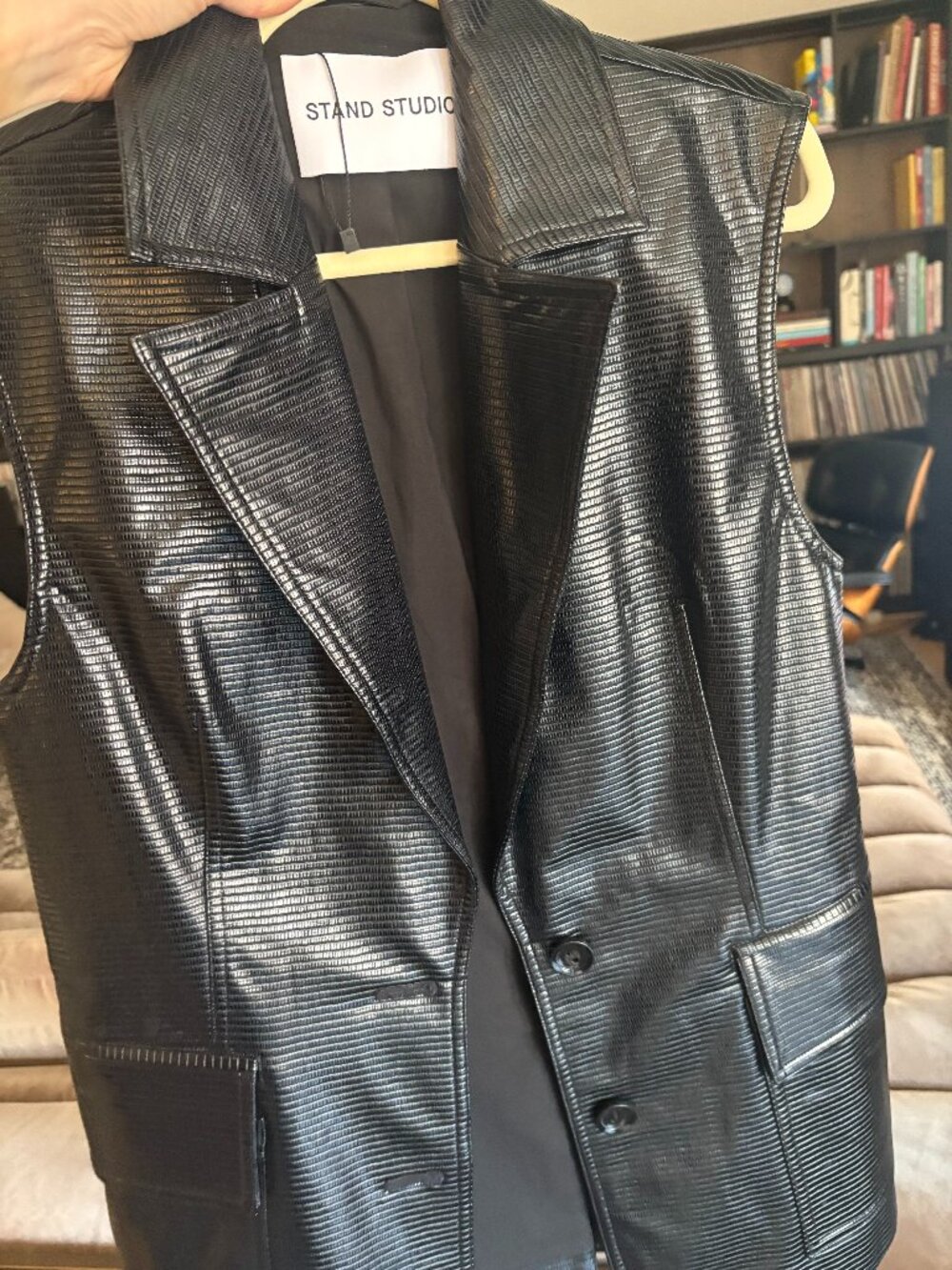 Stand Studio Long-line Leather Vest Size 36